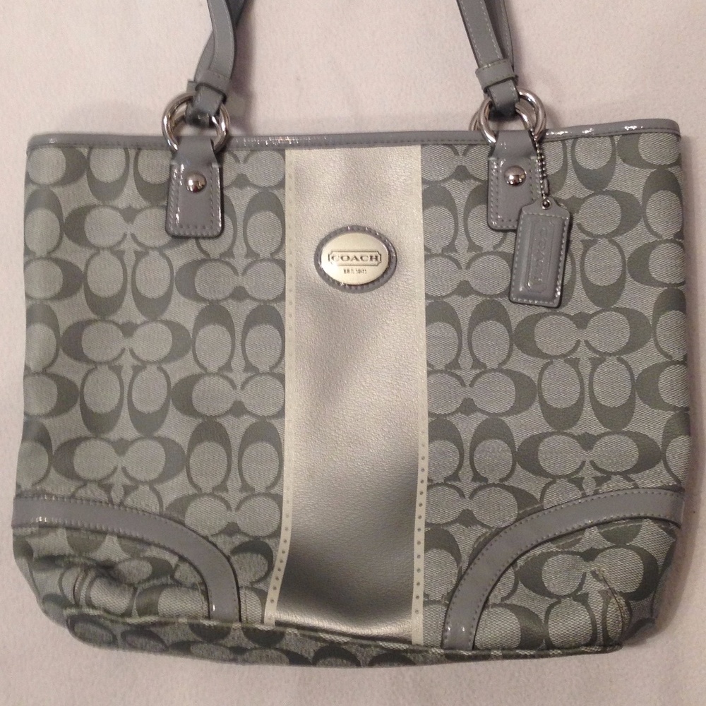 Coach Women's Shoulder Bag, Gray Signature Canvas